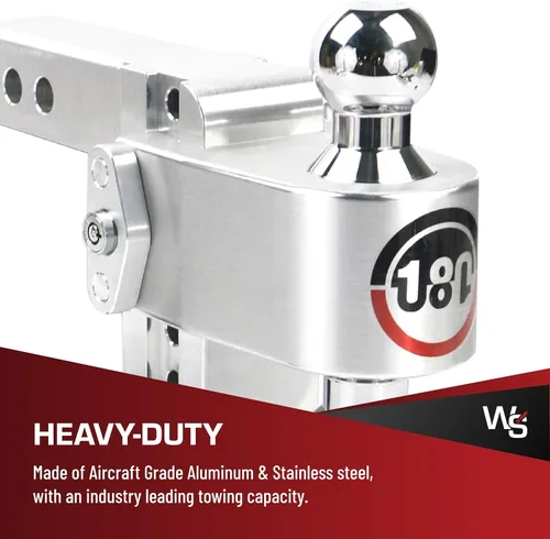 Vista 3 de Weigh Safe Soporte de bola de enganche de remolque ajustable, enganche de caída ajustable de 4 pulgadas para receptor de 2 pulgadas con 4 piezas
