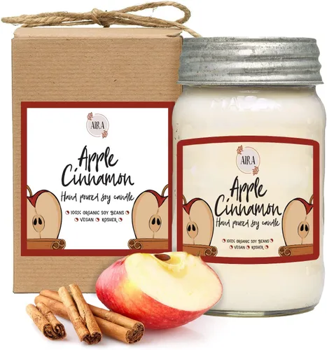 Vista 6 de Aira Velas de Soja - Orgánicas, Kosher, Veganas, en Frasco Mason con Mezclas de Aceites Esenciales de Grado Terapéutico - Cera de Vela de Soja 100%