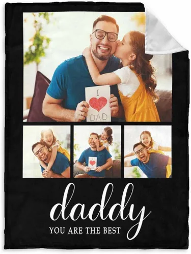 Vista 24 de InterestPrint Manta personalizada para papá de parte de hija e hijo, manta de cama personalizada con el texto "Best Dad Ever" con Love You Daddy, 7