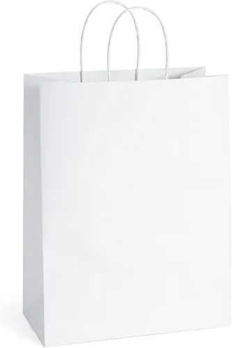 Vista 11 de BagDream Bolsas de regalo de 10 x 5 x 13 pulgadas, 25 bolsas de papel kraft con asas, para regalos, negocios, mercancía, venta al por menor, Negro