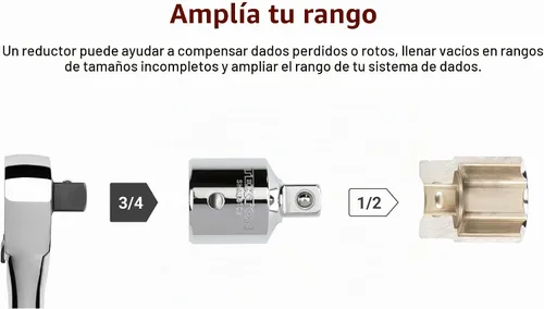 Vista 2 de TEKTON SHA33102 - Reductor de accionamiento de 3/4 pulgadas (F) a 1/2 pulgada (M)