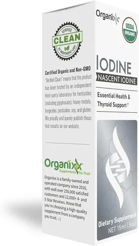 Vista 3 de Organixx Suplemento de yodo, gotas líquidas nacientes orgánicas, concentrado de yodo puro para hombres y mujeres, sin gluten, vegano, sin OMG, hecho
