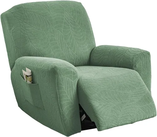 Vista 27 de NILUOH Funda para sillón reclinable, 4 piezas, elástica, estampada, con bolsillo lateral, funda para sofá reclinable, antideslizante, ajustable, 16