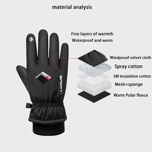 Vista 6 de Guantes de invierno hombres mujeres corriendo pantalla táctil guantes impermeable a prueba de viento frío cálido montar esquí escalada bicicleta