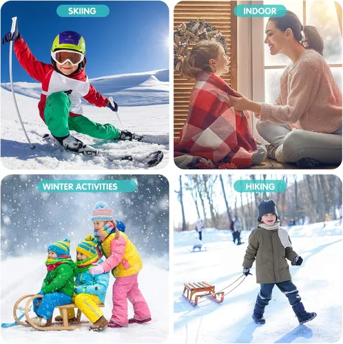 Vista 7 de Calcetines de esquí para niños, 2 pares de calcetines de esquí cálidos y largos hasta la rodilla, para nieve, invierno, esquí, snowboard, patinaje