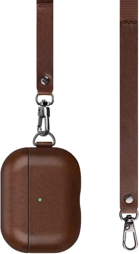 Vista 8 de Funda de cuero para AirPods Pro, estilo vintage Patina Indiana-Jones, funda de cuero para AirPods Pro 1ª generación 2019, hecha a mano, marrón oscuro