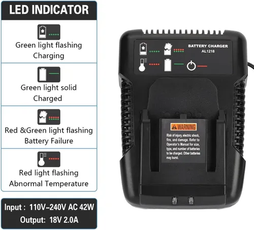 Vista 2 de Cargador de Batería de 18V Compatible con Batería Ridgid de 18V NiCad/Iones de Litio, R86092 R86091 R840093, R840095, R840083, R840085, R840086