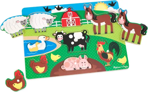 Vista 10 de Rompecabezas de madera con taquetes, motivo granja, Melissa & Doug (8 piezas)