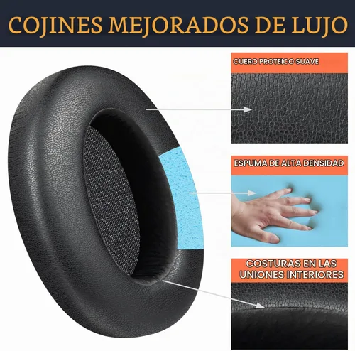 Vista 4 de SOULWIT Almohadillas para Sony WH-XB910N (no compatible con WH-H910N) - Negro