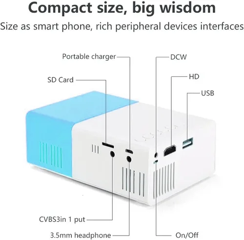 Vista 7 de Mini proyector 1080P FHD para el hogar, proyector portátil LED proyector de video proyector al aire libre compatible con Android iOS TV Stick HDMI