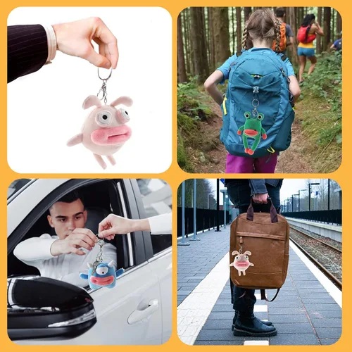 Vista 6 de Furvana Encantadora muñeca de peluche de peluche llavero llavero bolsa colgante, premios de carnaval para niños, regalos de San Valentín juguetes