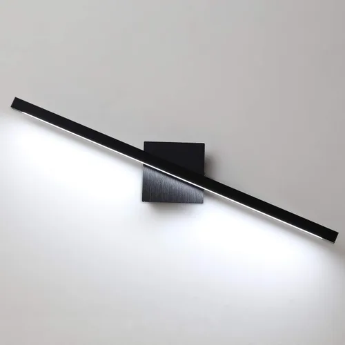 Vista 8 de Aplique de pared giratorio negro de 12 W con luz LED moderna para baño y espejo, luz blanca cálida, elegante barra de luz para baño, ideal