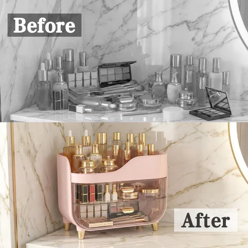 Vista 6 de Organizador de maquillaje para tocador con cajones grandes y suaves, organizador de cuidado de la piel extra grande para encimera de baño y tocador