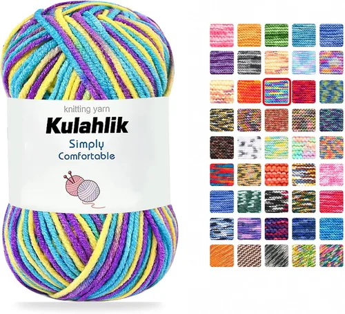 Vista 57 de Hilo acrílico de 8.82 oz (5 x 1.76 oz) para tejer, hilo de hilo degradado colorido, 5 rollos de madejas, perfecto para cualquier proyecto de 06
