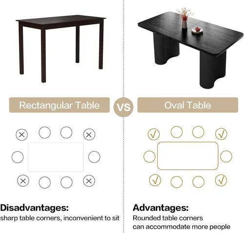 Vista 8 de Mesa de comedor rectangular de 63 pulgadas con 4 sillas, moderna mesa de comedor negra con sillas para sala de estar, comedor y cocina