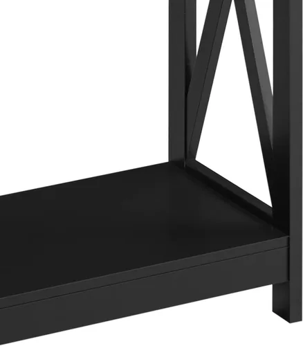 Vista 6 de Yaheetech Mesa consola con tomas de corriente y puertos USB, mesa de entrada con estantes de almacenamiento, mesa de sofá estrecha larga con diseño