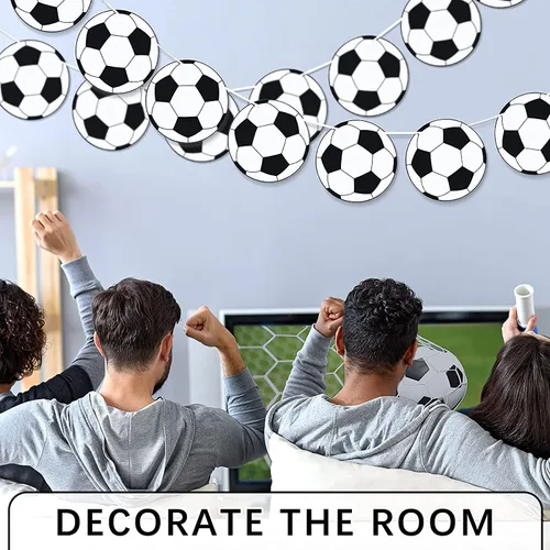 Vista 3 de Gersoniel 32 piezas de decoraciones de fútbol para fiesta, 2 unidades, guirnaldas de pancarta de fútbol, 30 remolinos colgantes de fútbol