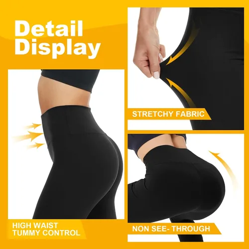 Vista 2 de Opuntia Paquete de 2 leggings de cintura alta con forro polar para mujer, pantalones cálidos de invierno, control de abdomen, yoga, senderismo