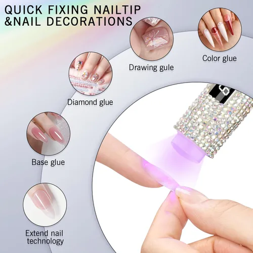 Vista 4 de Luz UV de mano para uñas de gel, mini luz UV con purpurina, lámpara de uñas portátil inalámbrica para secado rápido, lámpara LED recargable