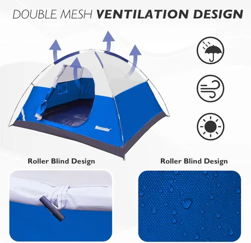 Vista 4 de Tienda de campaña impermeable para 2/3/4 personas para camping, ligera y fácil de instalar, tienda de campaña para senderismo al aire libre, tienda