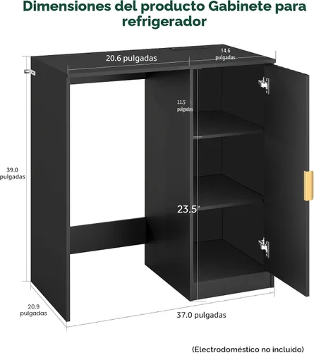 Vista 2 de Lamtor Barra de café con espacio para mini refrigerador, gabinete de barra de café con toma de corriente, mini gabinete de nevera estriado