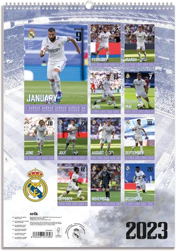 Vista 4 de Grupo Erik Real Madrid - Calendario de pared A3 2023 FSC 11.7 x 16.5 pulgadas - 11.7 x 16.5 in Agenda de 12 meses Calendario A3 2023