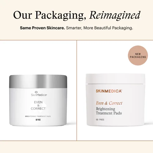 Vista 3 de SkinMedica Even & Correct - Almohadillas de tratamiento iluminadoras para exfoliación facial, almohadillas de ácido glicólico al 10% que