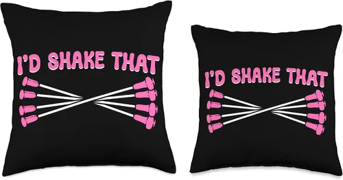 Vista 3 de Majorette & Baton Twirler Shirts & Merch I'd Shake That. Majorette Twirler Baton - Almohada giratoria, 16 x 16 pulgadas, multicolor