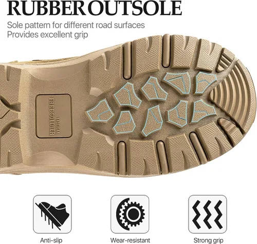 Vista 4 de FREE SOLDIER Botas tácticas para hombre de 8 pulgadas, ligeras, botas de combate duraderas, botas de trabajo militar, botas de desierto