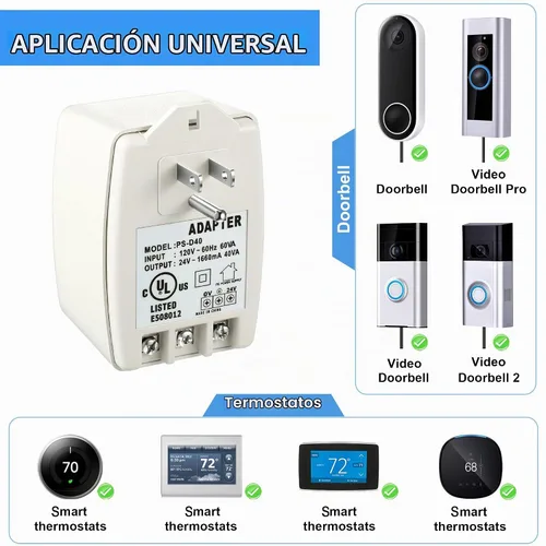 Vista 3 de Transformador enchufable de 24 V 40 VA, con certificación UL