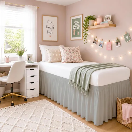 Vista 10 de SlumberWell Falda de cama con volantes, tamaño individual XL, caída de 36 pulgadas, gris oscuro Solución de almacenamiento oculto