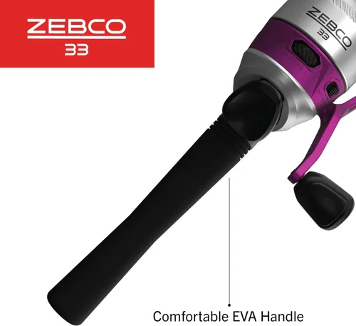 Vista 5 de Zebco 33 Spincast Reel and Fishing Rod Combo, 6-Foot 2-Piece Fiberglass Rod with EVA Handle, Quickset Anti-Reverse Fishing Reel with Bite Alert