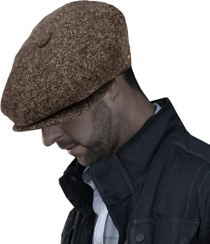Vista 22 de EPOCH Gorra de lana para hombre, sombrero de golf Applejack de cabbie de tweed de conducción en espiga Nsb1910