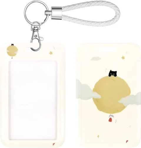 Vista 19 de Llavero con tarjetero de identificación con llavero de metal, diapositiva de plástico abierta con ventana de identificación para mujeres, hombres