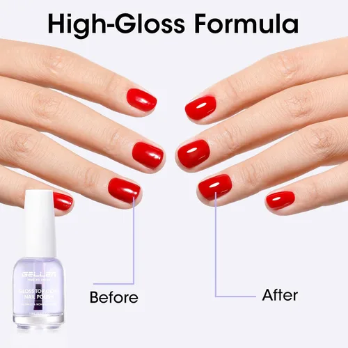 Vista 3 de GELLEN Capa superior de esmalte de uñas transparente, capa superior de alto brillo, secado rápido al aire, resistente a los rayos UV, larga duración