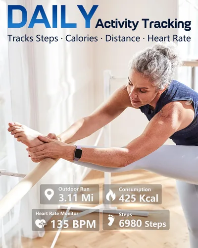 Vista 4 de MorePro Rastreador de actividad física con monitor de frecuencia cardíaca y presión arterial 24/7, oxígeno en sangre y rastreador de sueño, reloj