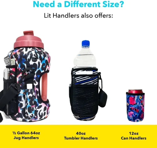 Vista 7 de Lit Handlers Funda de neopreno para botella de agua, soporte aislado para botella de agua de 16 a 24 onzas para caminar, correr y andar