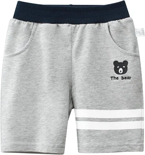Vista 3 de Paquete de 2 pantalones cortos deportivos de punto de verano para niños y niñas, pantalones cortos suaves casuales para bebés