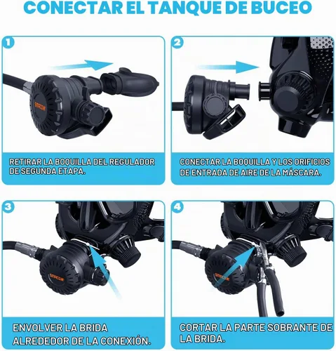 Vista 7 de SMACO Mini tanque de buceo con máscara de buceo de cara completa, S400 Pro 1L Mini tanque de buceo portátil botella de poni reutilizable hasta 20
