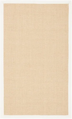 Vista 127 de Alfombra de sisal Safavieh, de color maíz y negro, tejida a mano, de la colección de fibras naturales; 5 x 8 pulgadas, NF441A, Tela, Gris / Gris