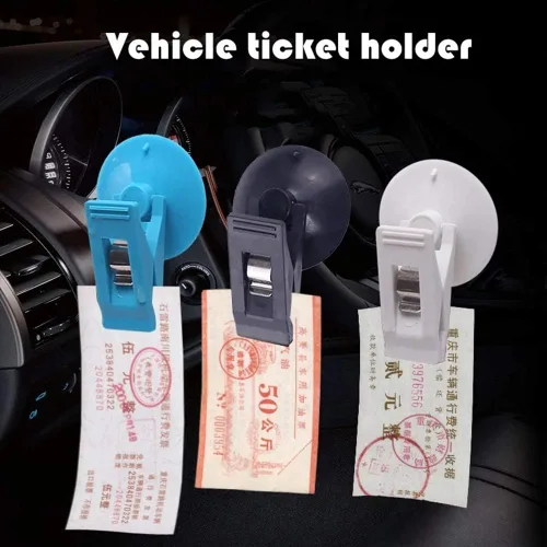 Vista 2 de 2 soportes para boletos para parabrisas de automóvil, clip de ventosa para ventana, multifunción, para billetes, abrazadera para tarjetas