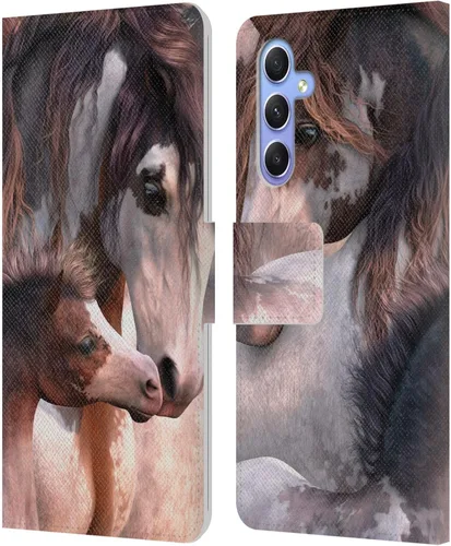 Vista 106 de Head Case Designs Officially Licensed Laurie Prindle A Morgan Christmas Western Stallion Leather Wallet Case Compatible with Samsung Galaxy A07 4G