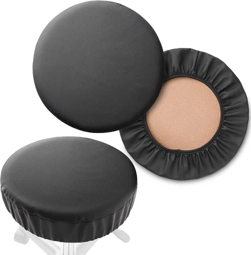 Vista 14 de Saloniture Paquete de 2 fundas redondas para asiento de taburete, funda impermeable de 13-1/2 pulgadas para silla giratoria o taburete de bar