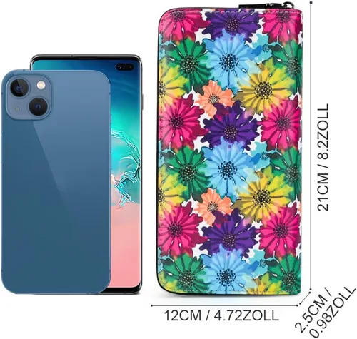 Vista 5 de APHISON Billetera para mujer, de gran capacidad, para tarjetas de crédito, RFID, monedero, luna, lindo, animal, floral, celular, pulsera, teléfono