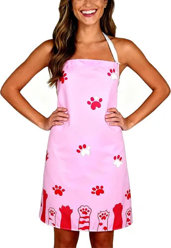 Vista 11 de Violet Mist Delantal floral para mujeres y niñas, lindo delantal de cocina floreciente para hombres, delantales de cocina ajustables para cocina