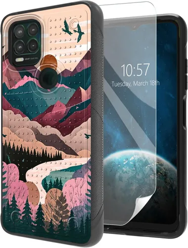 Vista 8 de Funda para Moto G Stylus 5G 2021 con protector de pantalla, a prueba de golpes, 2 en 1, parte trasera duradera de policarbonato duro texturizado