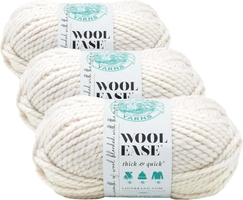 Vista 41 de Lion Brand Yarn - Ovillo de lana Wool-Ease Thick & Quick color fuerza aérea Super Bulky Wool Acrylic Blend Fiber for Soft Hats, Sweaters, Chunky