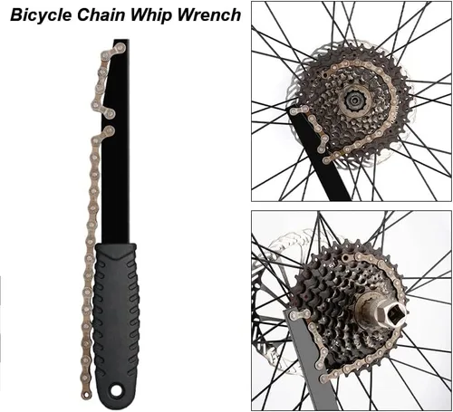 Vista 6 de Oumers Llave de látigo de cadena de bicicleta, herramienta de extracción de volante de bicicleta, llave de extracción de piñón de bloqueo