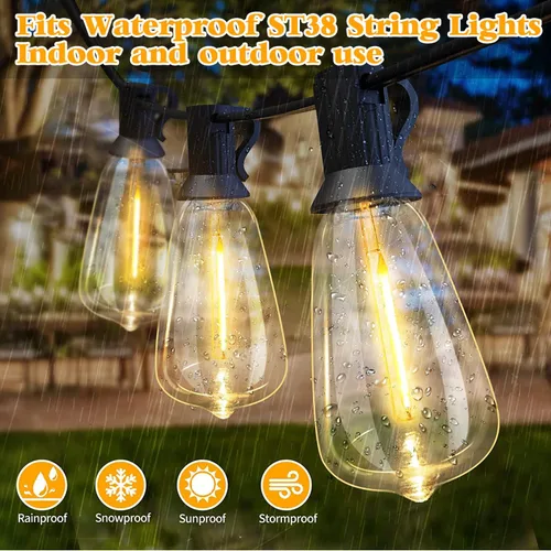 Vista 4 de Couah Paquete de 10 bombillas LED Edison, bombillas de repuesto con base de tornillo E12 de 0.6 W, bombillas LED inastillables ST38, bombillas