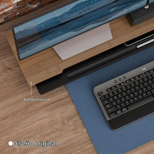 Vista 3 de Estante de escritorio con soporte de monitor dual de 42.5" con soporte para tableta de teléfono
